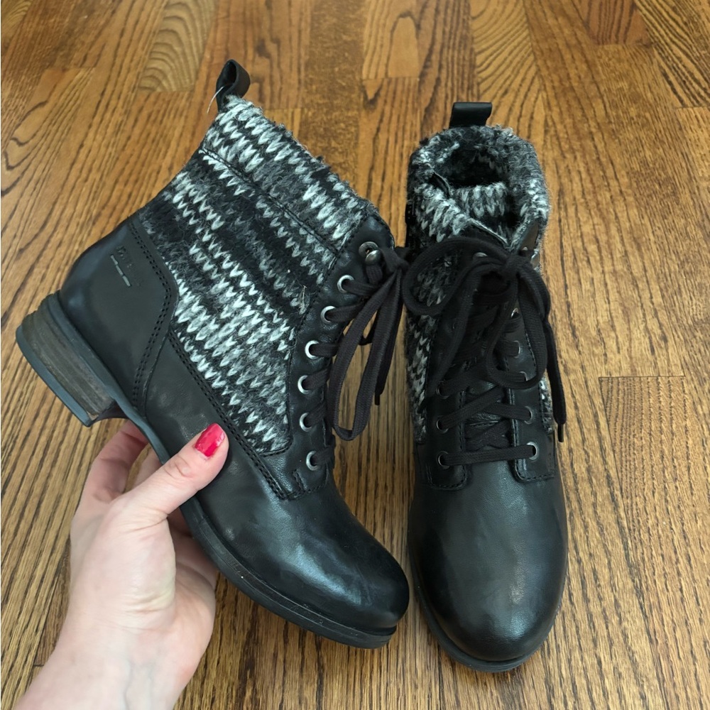 Josef Seibel | Sanja 17 Black Grey Boots‎ Lace-up Sz 37/6-6.5